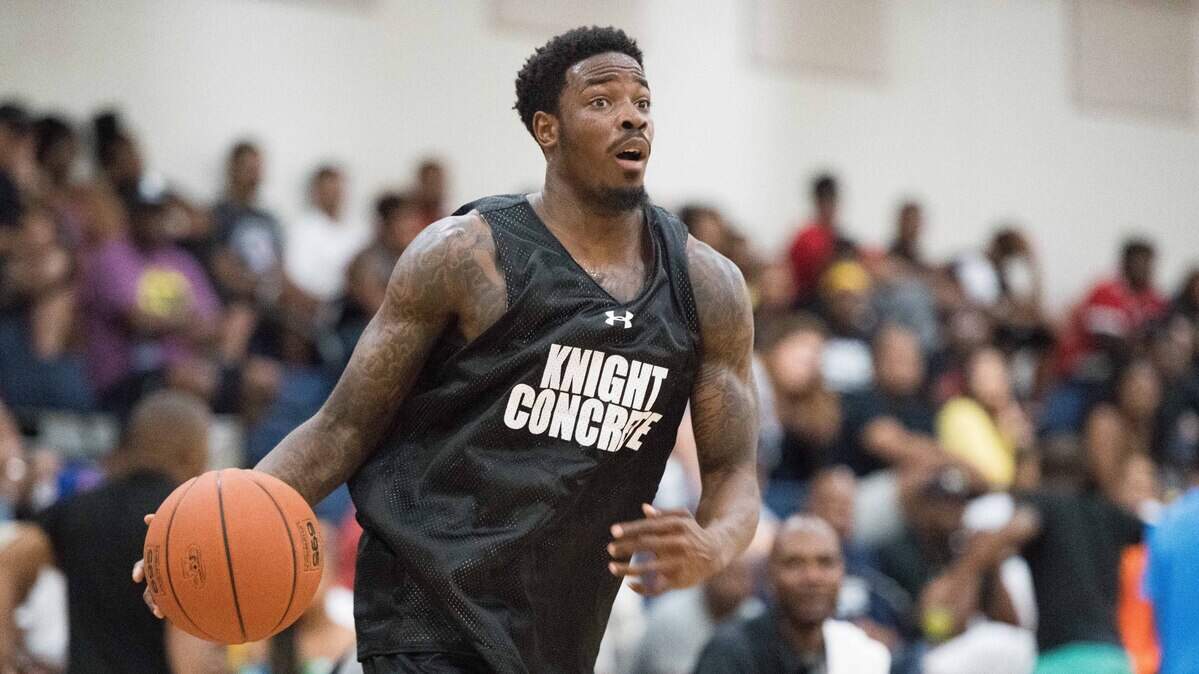 Tre Campbell dribbles he ball during the seventh annual South Carolina Pro-Am basketball tournament at Heathwood High School on July 22, 2018, in Columbia, S.C.