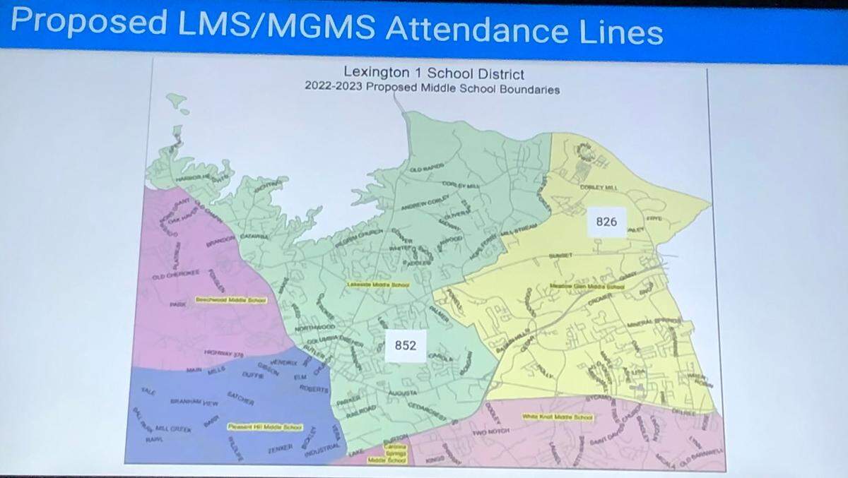 Proposed new attendance lines for the new Lakeside Middle School in Lexington, SC, for the 2022-23 school year.