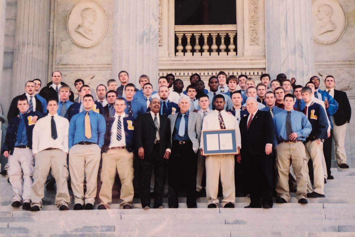 A resolution was introduced in 2003 in the S.C. State House that honored Demetris Summers and his accomplishments as a running back. He’s pictured here with then-state Sen. Jake Knotts and members of the Lexington High School football team.