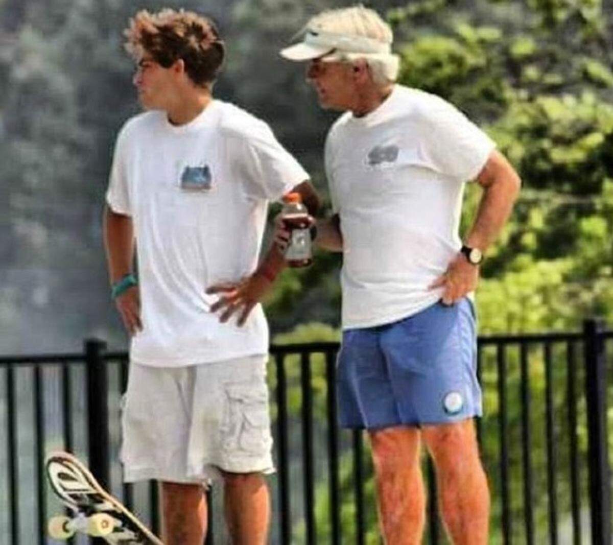 Wil and Michael Mayfield at a skatepark circa 2005.