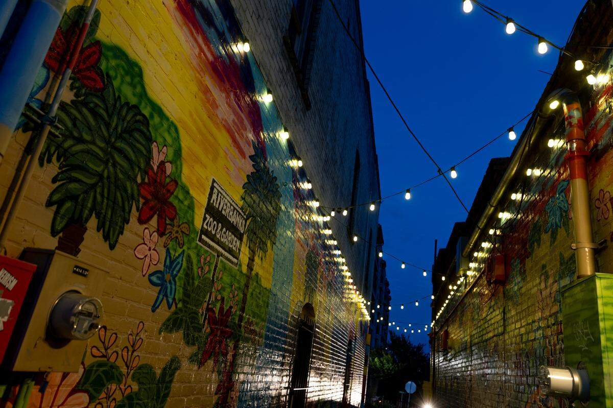 Alley Way by artist, Christine Lutfy is part of the interactive Art Park in West Columbia.