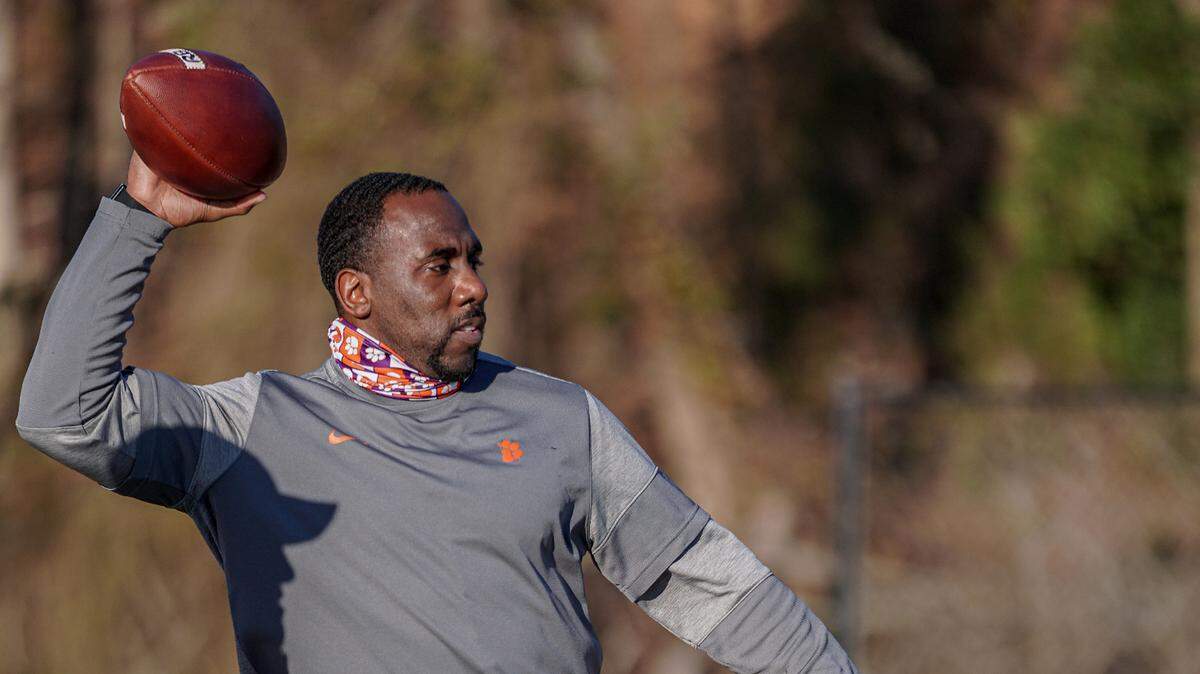 Former Clemson running back C.J. Spiller is going through his first fall camp as the Tigers’ running backs coach after earning the promotion in February. He’s one of 22 former Tigers on the coaching staff.