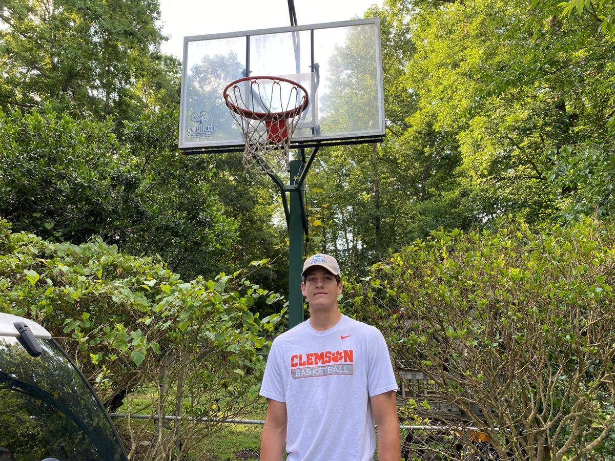 P.J. Hall worked on his game on his goal in the driveway this summer.