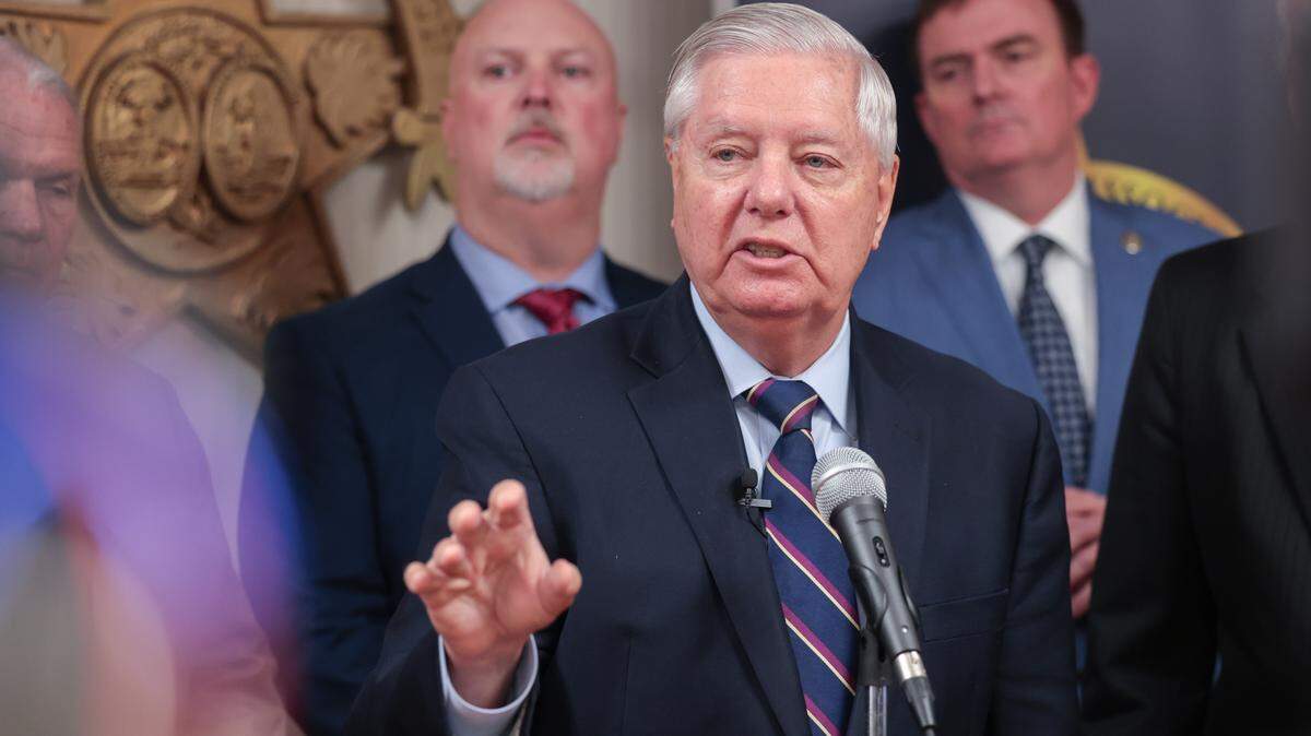 U.S. Sen. Lindsey Graham speaks about the U.S. Immigration and Customs Enforcement (ICE) initiative, known as the 287(g) program after meeting with members of the South Carolina Sheriffs’ Association in Columbia Thursday, Oct. 2, 2025. The initiative allows state and local law enforcement to work with federal agencies to enforce federal immigration laws.
