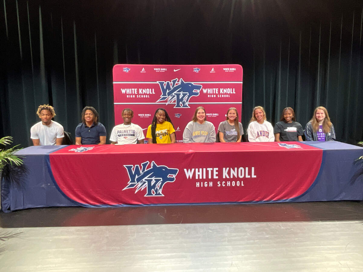 White Knoll athletes sign their letters of intent on Feb. 2, 2023.
