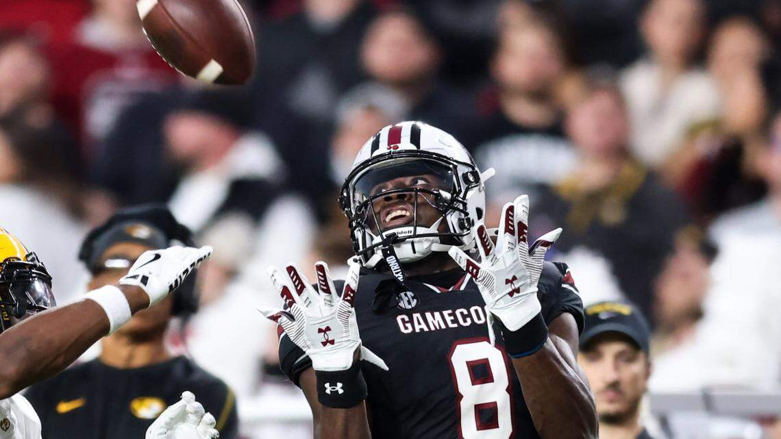 South Carolina wide receiver Nyck Harbor (8)