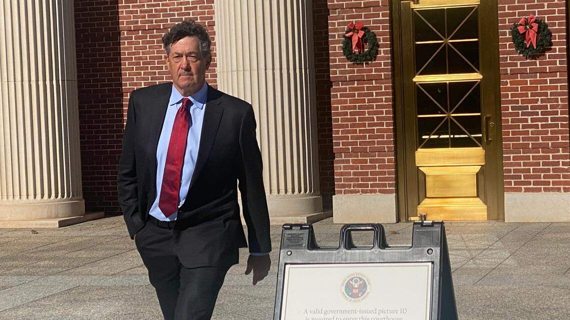 Former Westinghouse Electric Corp. senior executive Jeffrey Benjamin leaves the federal courthouse in Columbia, SC, on Dec. 14, 2023, after pleading guilty to his role in a cover-up of SCANA’s construction problems at the doomed V.C. Summer nuclear site.