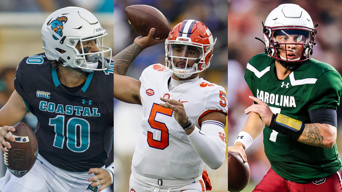 Coastal Carolina’s Grayson McCall, USC’s Spencer Rattler and Clemson’s D.J. Uiagalelei