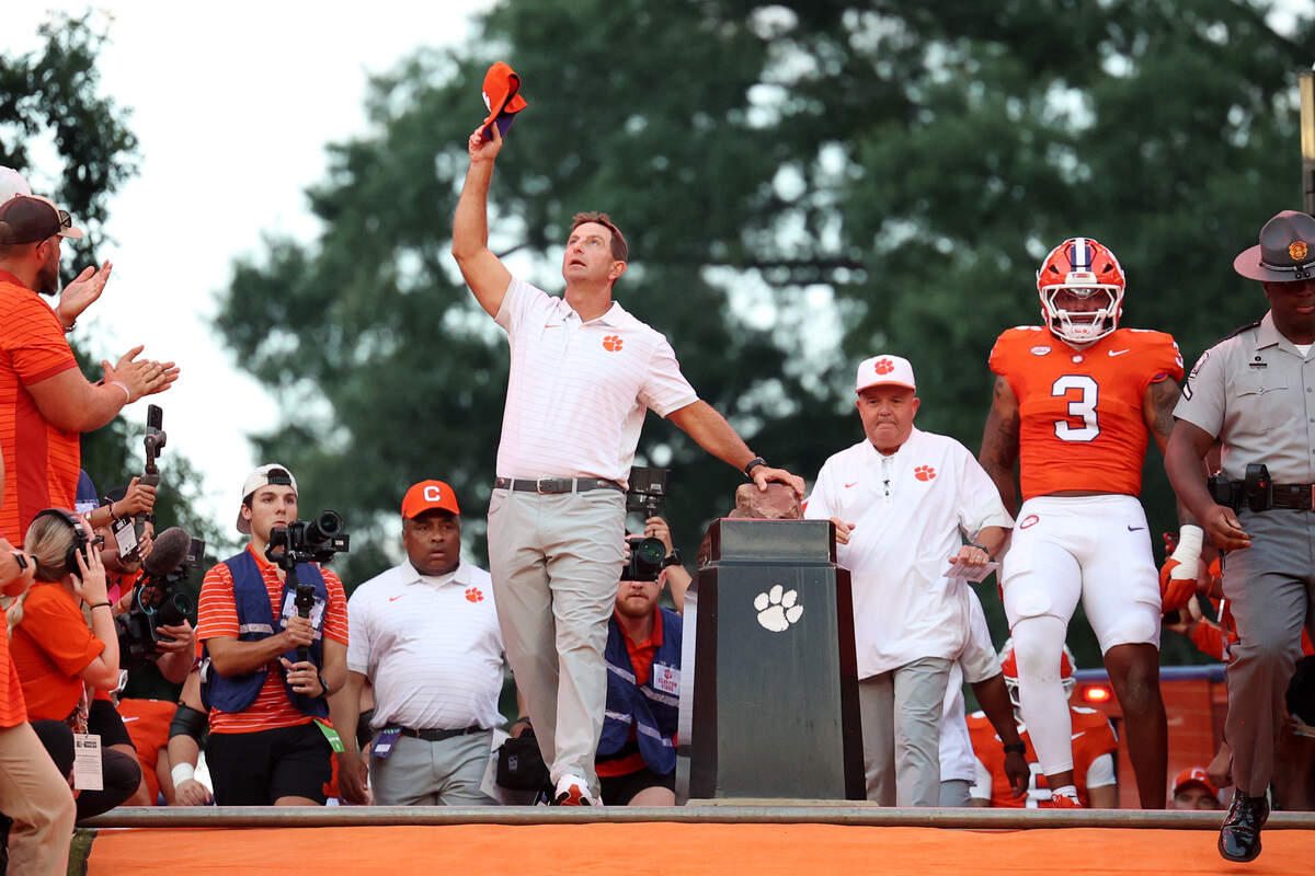 Clemson coach Dabo Swinney, pictured here ahead of the team’s 2025 home opener against LSU, is entering his 18th full season (19th overall) with the Tigers.