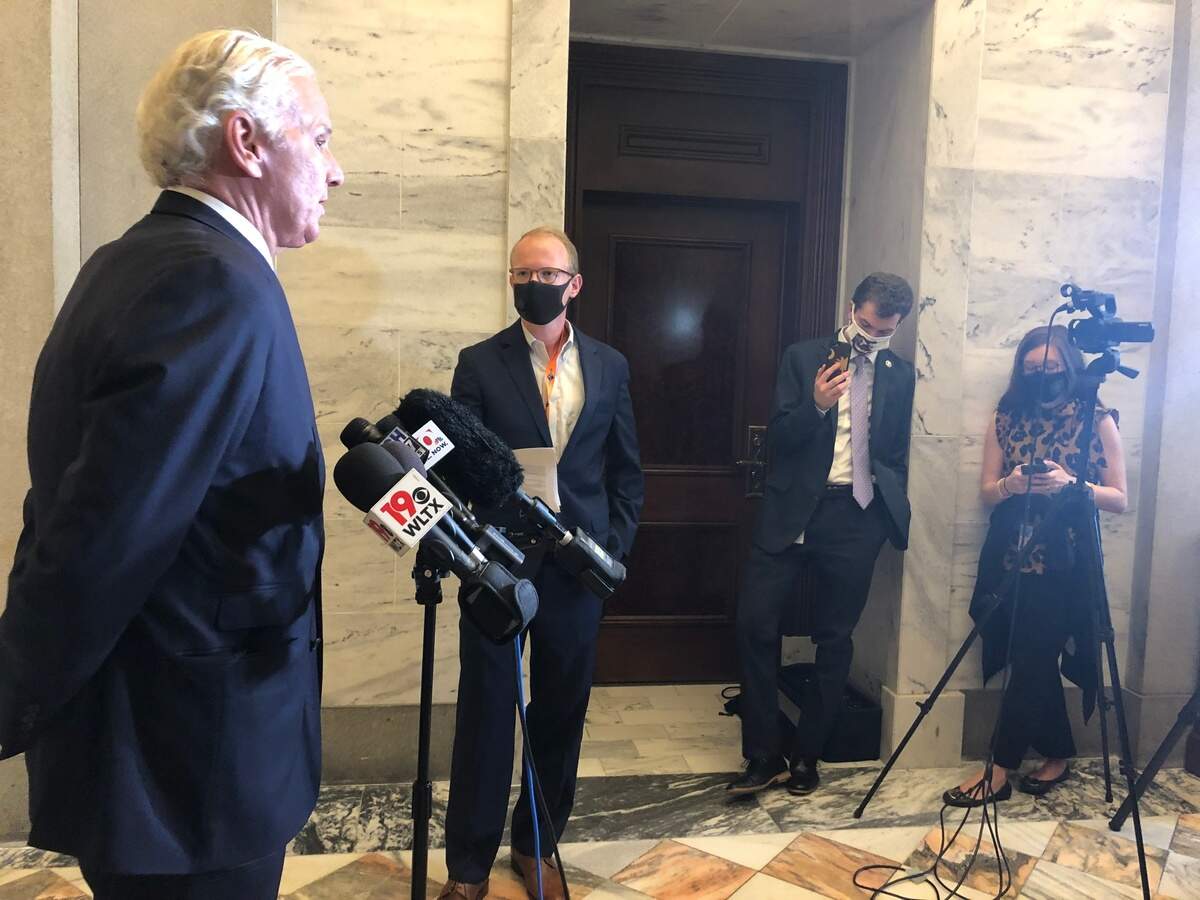 South Carolina Gov. Henry McMaster speaks to reporters Thursday, Nov. 12, 2020, at the State House in Columbia, S.C.