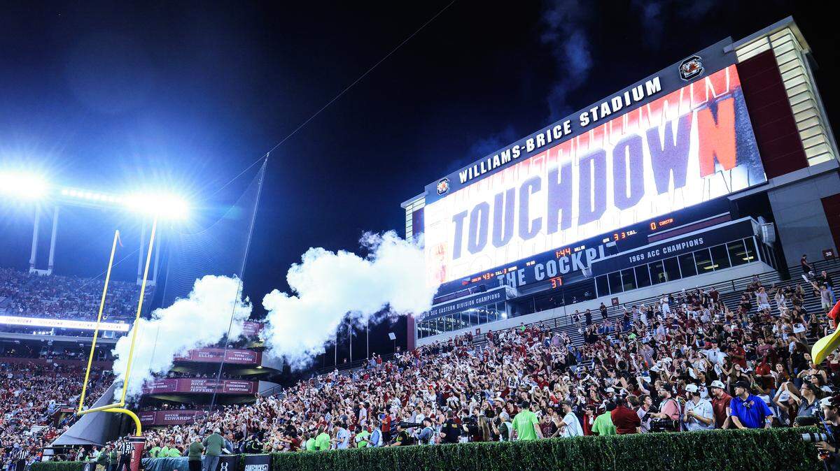 South Carolina celebrates storing against Coastal Carolina at Williams-Brice Stadium Saturday, November 22, 2025.