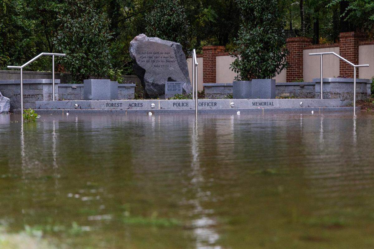 Gills Creek is high after Hurricane Helene hit Forest Acres, South Carolina on Friday, September 27, 2024.