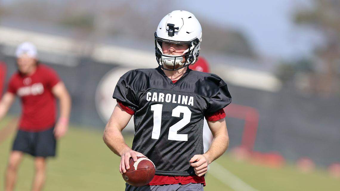 South Carolina's Cutter Woods during a 2026 spring football practice.