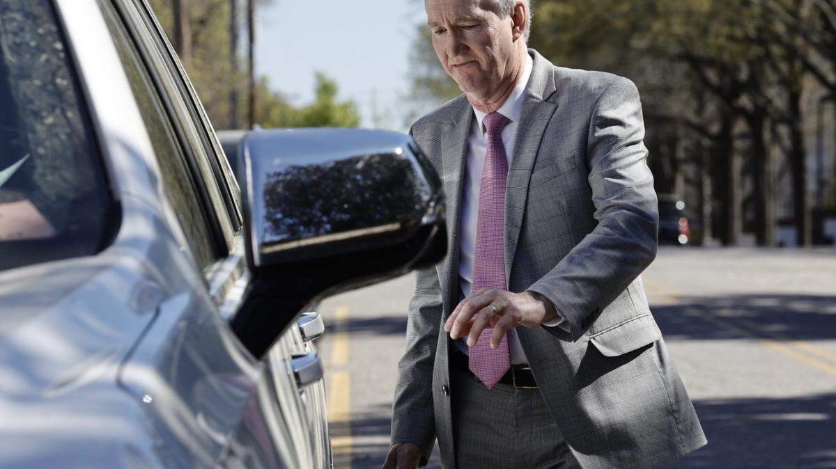 Former SCANA executive Stephen Byrne leaves the federal courthouse in Columbia, S.C., on March 8, 2023, after being sentenced to 15 months in prison and fined $200,000 for his role in the V.C. Summer nuclear fiasco.