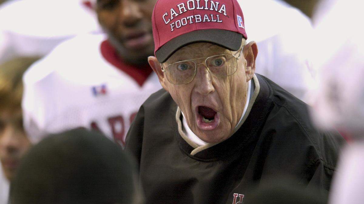 From Oct. 27, 2001: USC head coach Lou Holtz wasn't happy with the way his team started the game against Tennessee at Neyland Stadium.