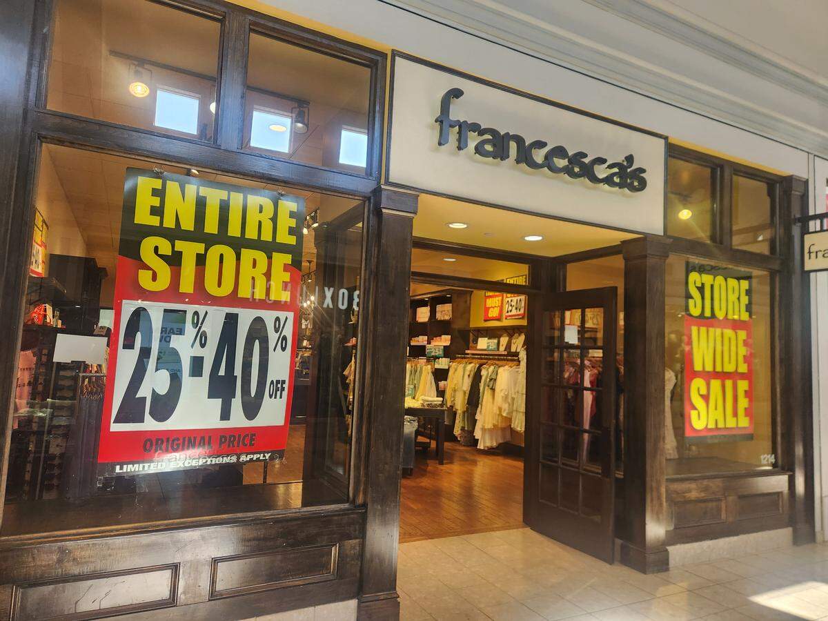 The Francesca's store at Columbiana Centre mall in Columbia, SC. The clothing company has filed for bankruptcy and plans to close all its stores.