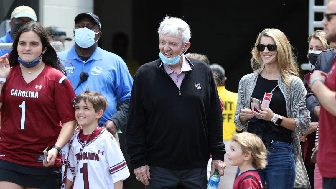 Frank Beamer and the Beamer family at South Carolina’s spring game.