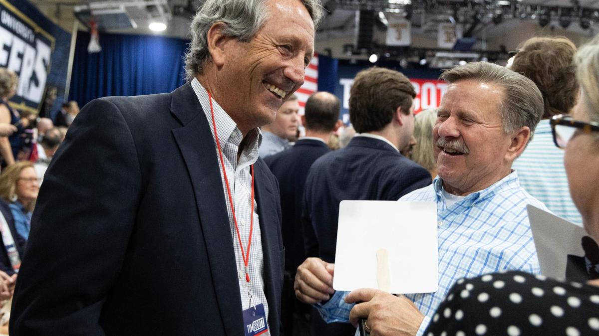 Former South Carolina Governor Mark Sanford attends Senator Tim Scott’s announcement event for Scott’s bid for the presidency at Charleston Southern University on Monday, May 22, 2023.