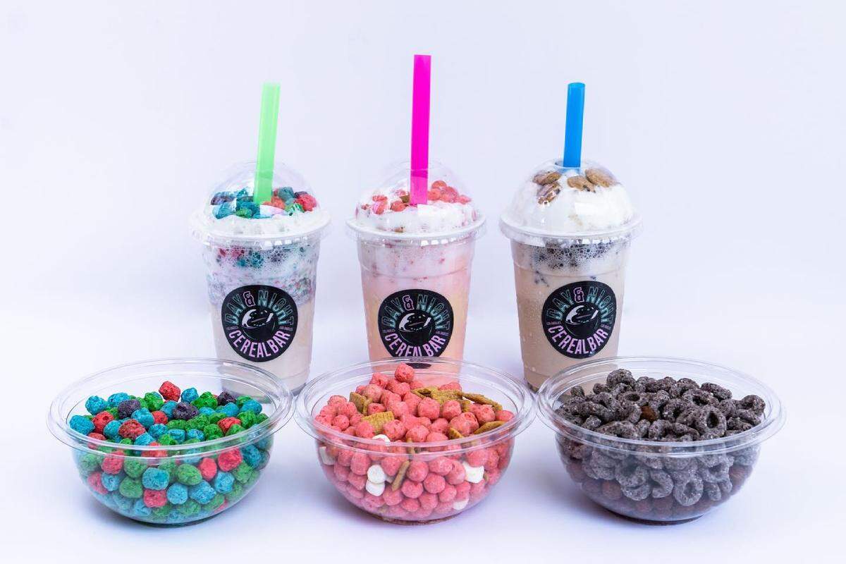 Day and Night Exotic Cereal Bar serves cereal bowls and cereal milkshakes.