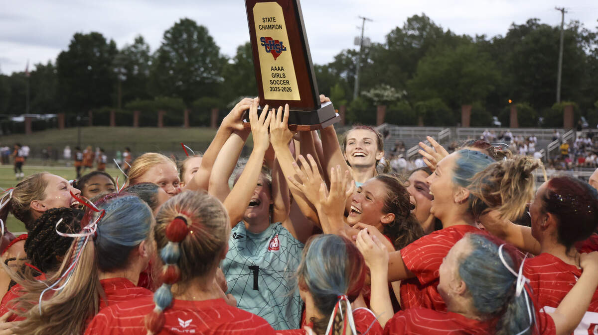 AC Flora celebrates after winning the state championship game against Bishop England on Friday, May 22, 2026 at Memorial Stadium in Columbia, SC.