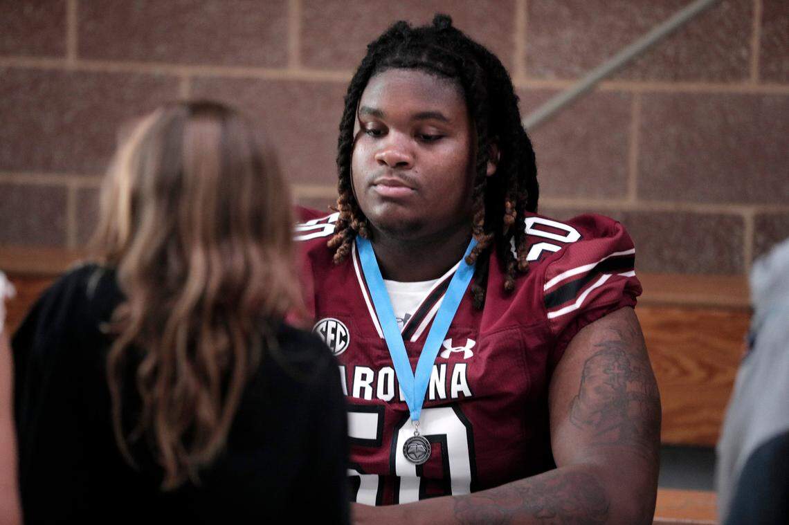 The University of South Carolina football team freshmen took part in the annual Pigskin Poets reading event Friday, July 21, 2023 at the Drew Wellness Center in Columbia.