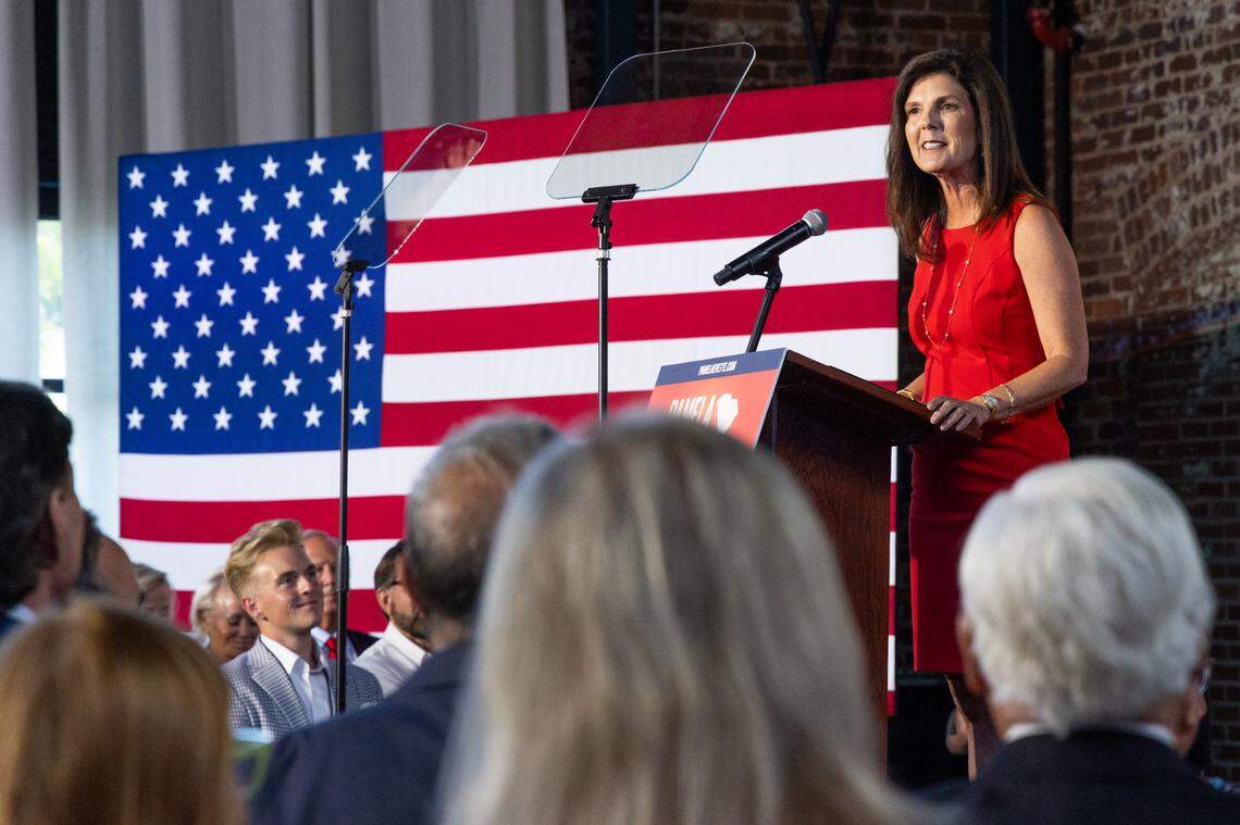 Lt. Gov. Pamela Evette announces her bid for the Republican nomination for South Carolina Governor at The Smokestack at Judson Mill on Monday, July 14, 2025.