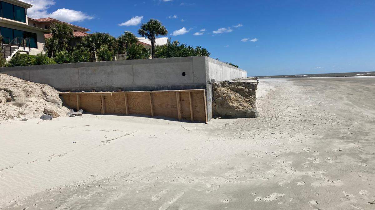 Seawalls and development on the beach are at the center of a growing dispute in South Carolina over how tightly to regulate oceanfront development as sea level rises. This property is at the Isle of Palms.