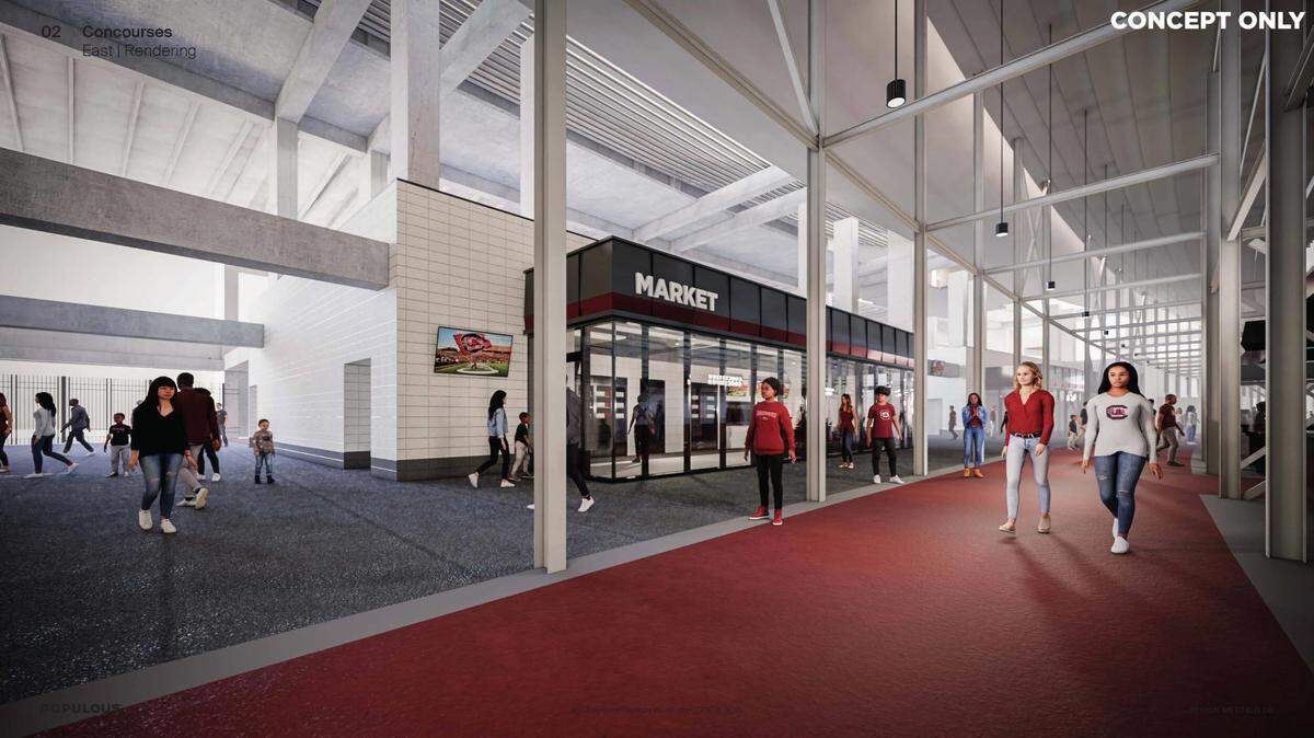 A look at the vision for the future concourse area on the east side of Williams-Brice Stadium.