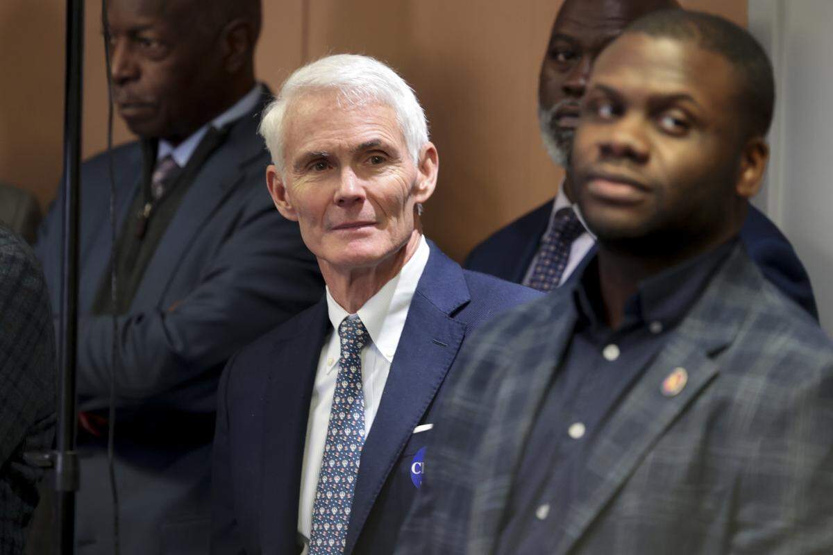Billy Webster, of Greenville, attends a press conference for U.S. Congressman James Clyburn on Thursday, March 12, 2026, at the South Carolina Democratic Party.