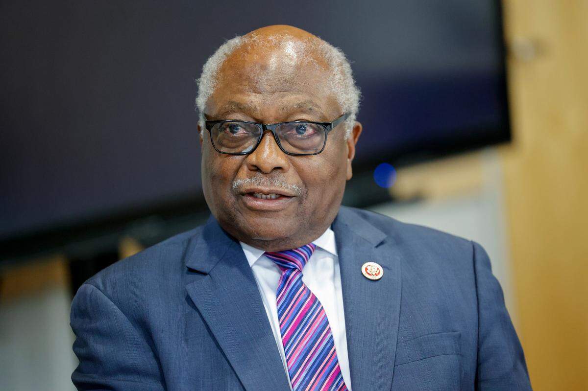 Majority Whip James E. Clyburn addresses the media during a press conference on Monday, Aug. 15, 2022.