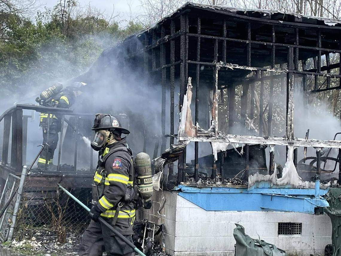 Members of the Columbia Fire Department respond to a blaze.