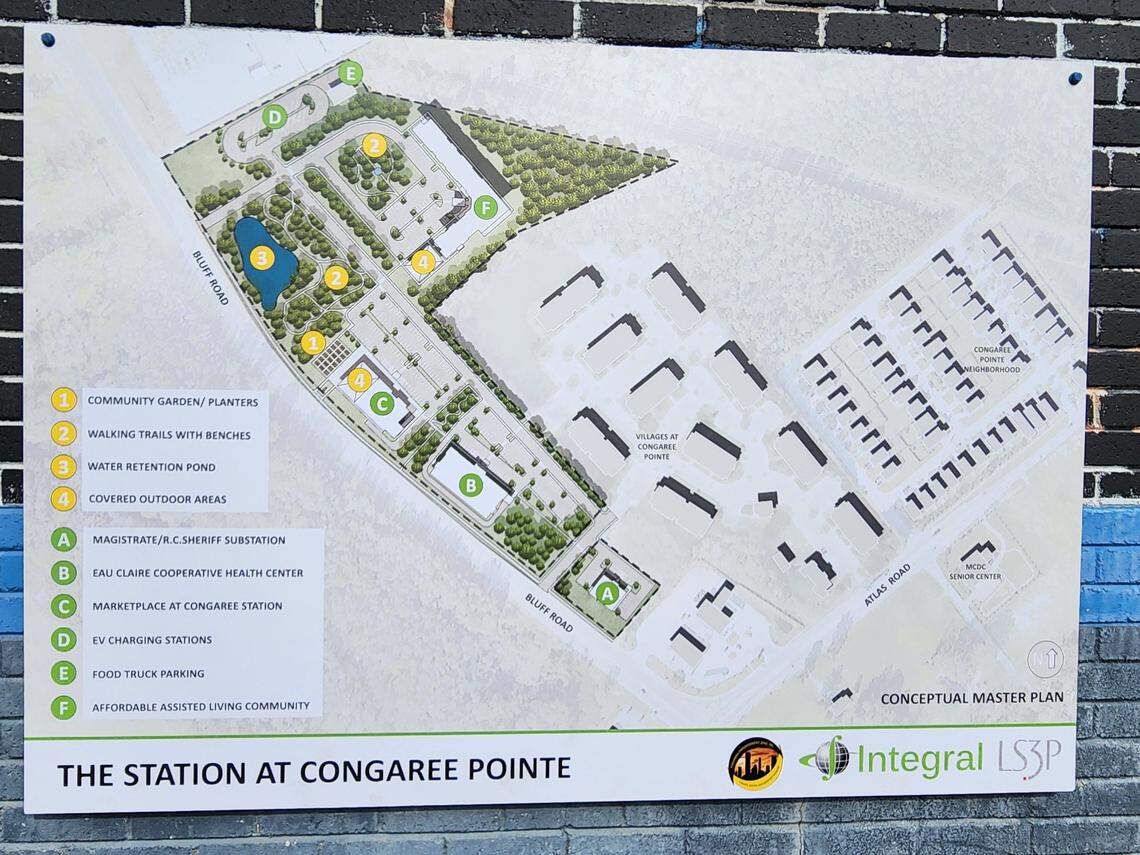A map of the coming Station at Congaree Pointe development along Bluff Road near Atlas Road.