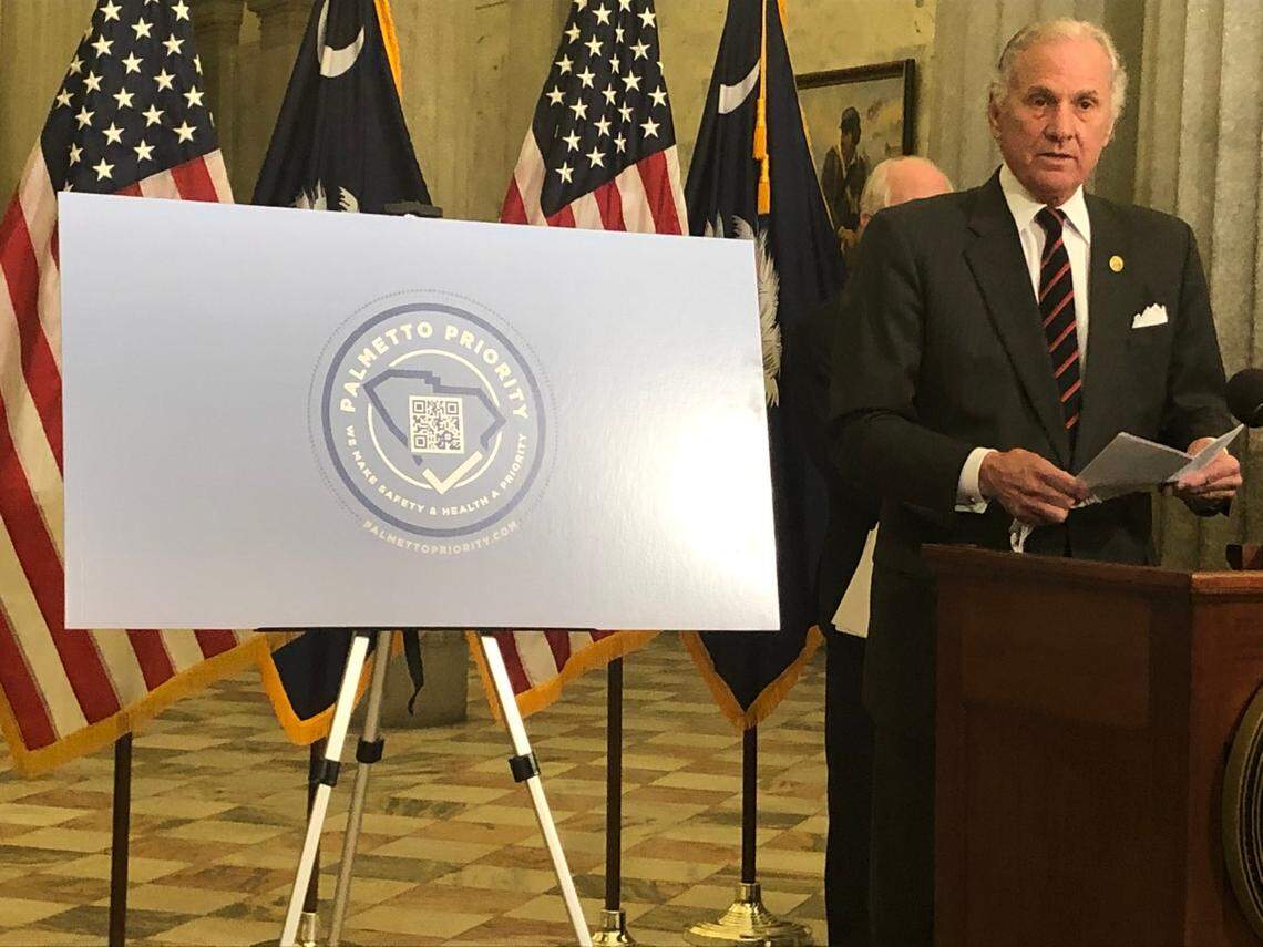 S.C. Gov. Henry McMaster announces on Tuesday, June 23, 2020, the start of a new statewide sticker program that will help diners know whether their favorite restaurant is following precautions recommend by the Centers for Disease Control and the state’s Department of Health and Environmental Control.