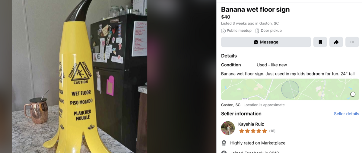 Banana wet floor sign