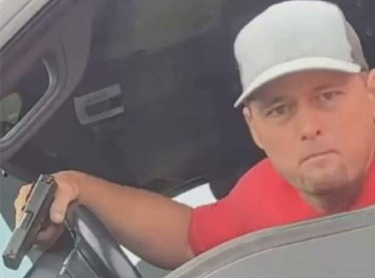 Adam Lee Jones is seen in a video presenting a handgun during a road rage incident, according to the Lexington County Sheriff’s Department.