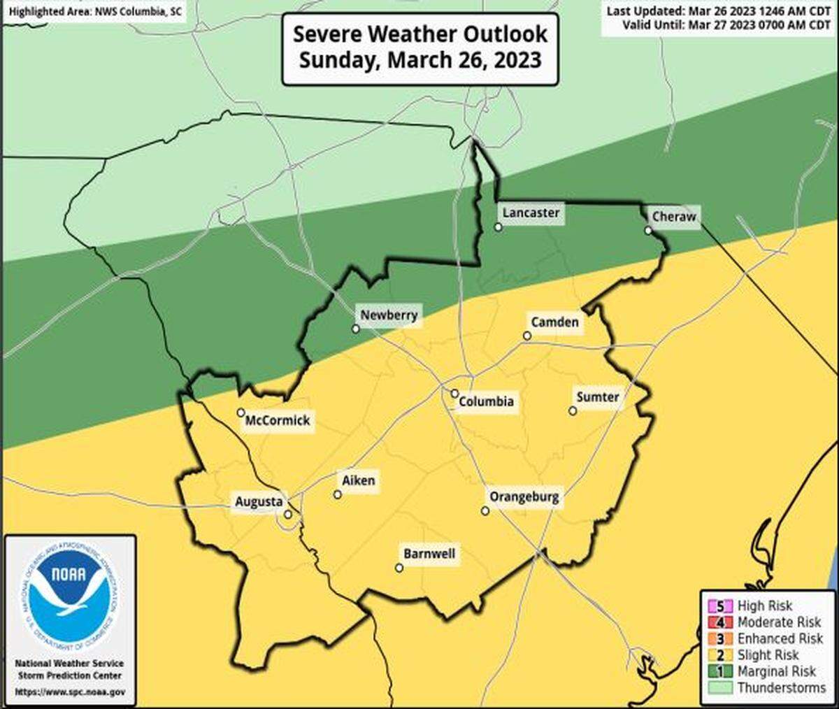 Severe weather is in the forecast for the Midlands of South Carolina.