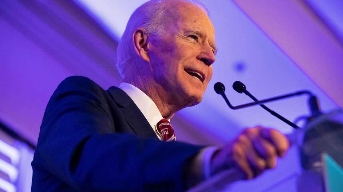 President Joe Biden speaks at the First in the South Dinner in Charleston, South Carolina on Feb. 24, 2020 as he ran for the Democratic Party nomination. Biden went on to win the 2020 South Carolina Democratic presidential primary five days later.