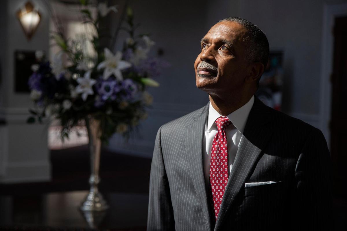Reverend Charles Jackson at Brookland Baptist Church in West Columbia, South Carolina on Tuesday, February 23, 2021. Jackson has lead the church for 50 years.