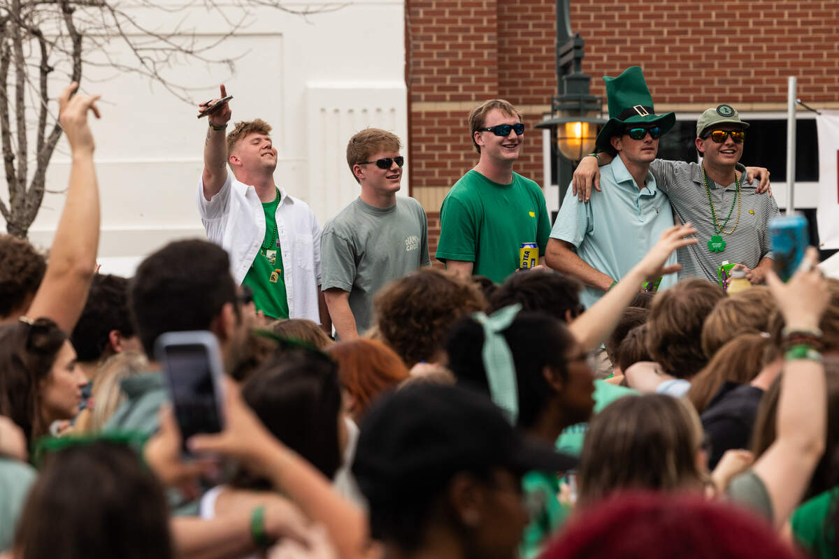 People listen to Bombargo, a band from Saskatoon, Saskatchewan, during the St. Pat’s in Five Points festival in Columbia, South Carolina on Saturday, March 15, 2025.