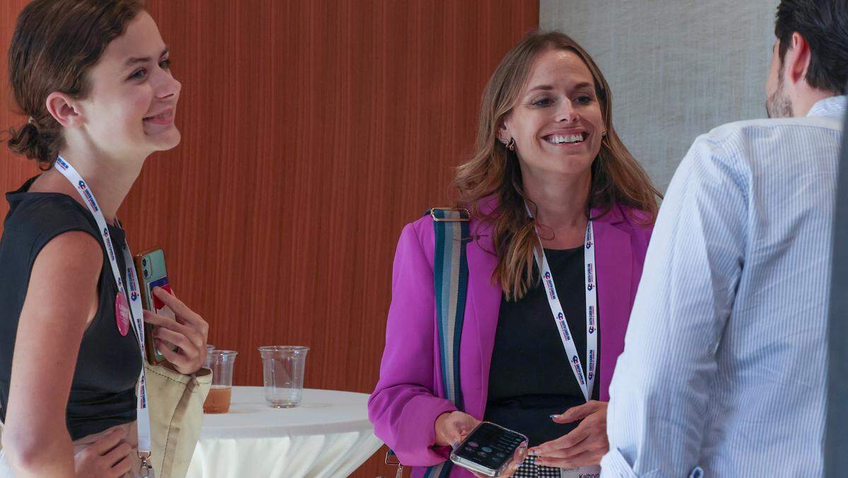 Kathryn Harvey, democratic nominee in the 4th congressional district, reacts during the South Carolina Chamber of Commerce Washington Night on Wednesday, Aug. 28, 2024. The event, at the Pastides Alumni Center, featured speakers from the South Carolina congressional delegation.