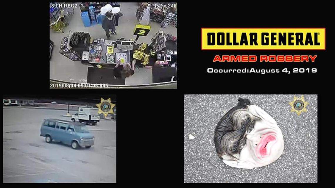 The suspect who robbed a Dollar General store was wearing this Halloween-style mask, North Carolina law enforcement said.