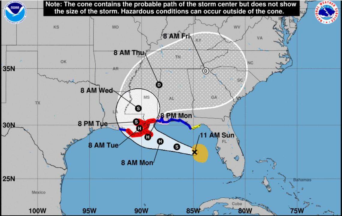 Sally is forecast to affect the Columbia area, according to the National Weather Service.