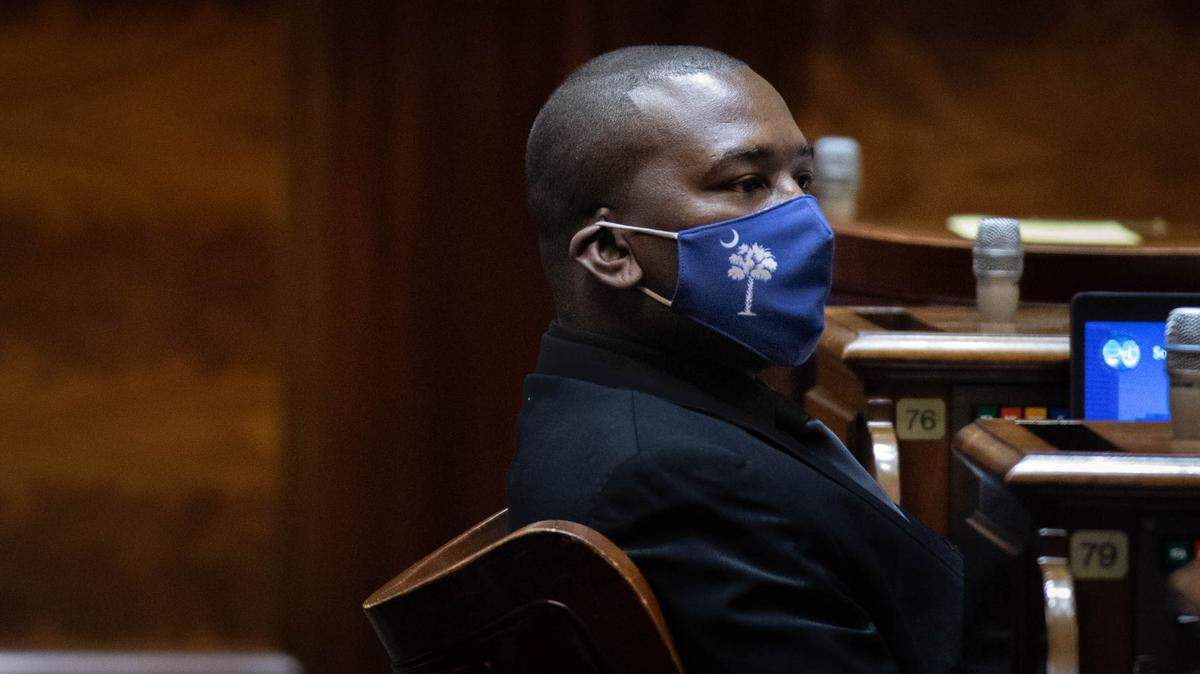 S.C. Rep. Jermaine Johnson, R.-Richland, listens during a session of the South Carolina House of Representatives on March 24, 2021.