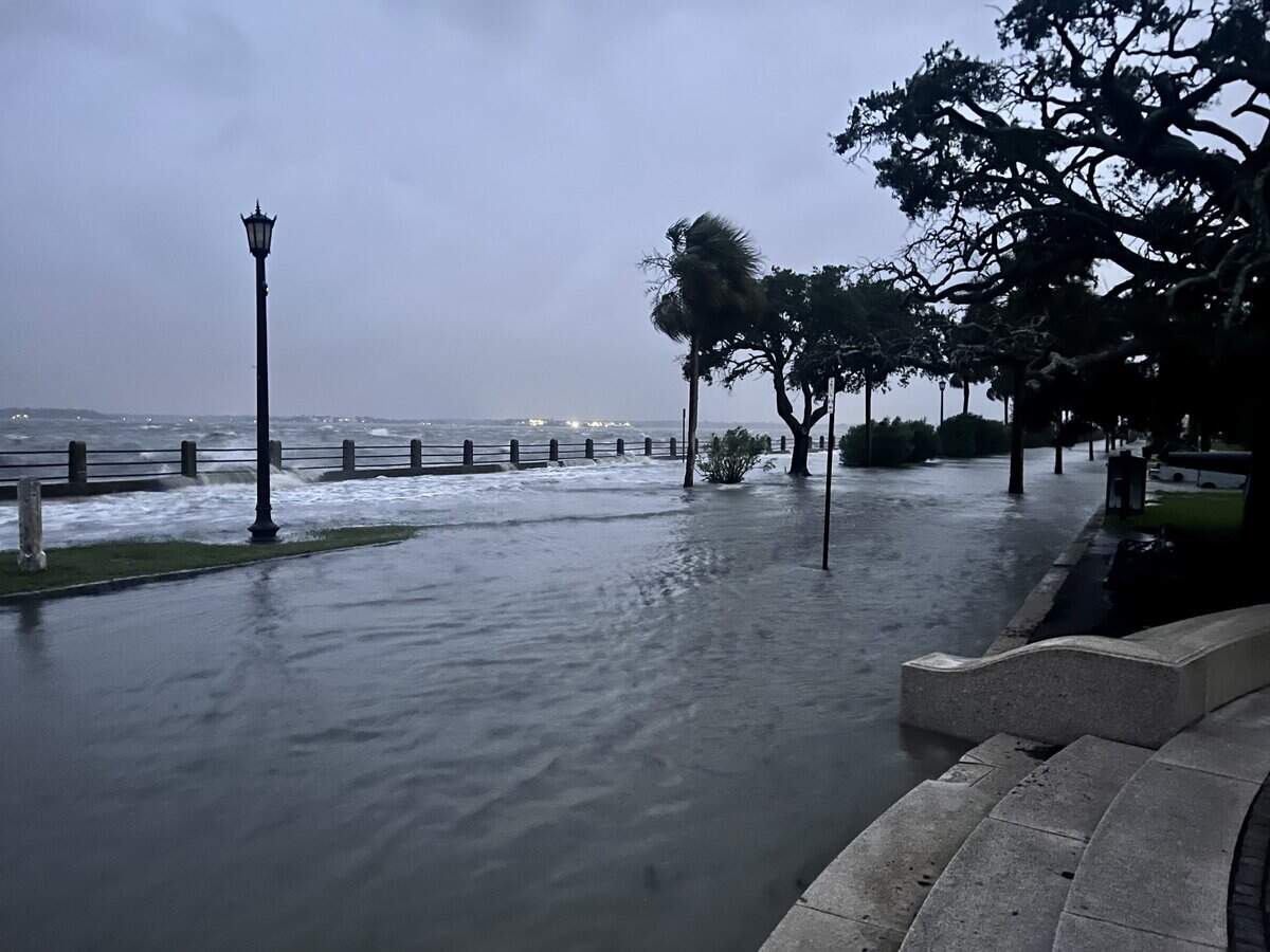 A view of the Charleston Battery at high tide Wednesday.