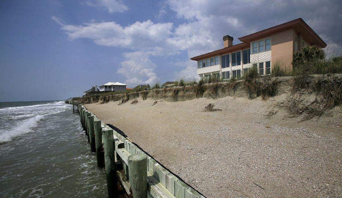 This seawall at Debordieu Beach south of Myrtle Beach has been blamed for eroding the public seashore.