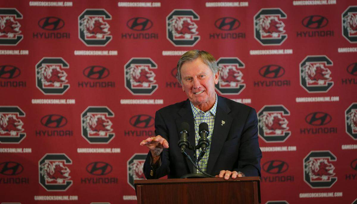 South Carolina head football coach Steve Spurrier announced his resignation during an October 2015 press conference in Williams-Brice Stadium.