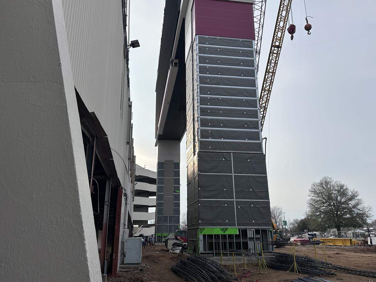 The Floyd Building, which used to sit under the scoreboard, is gone and will be replaced by a club space for students.