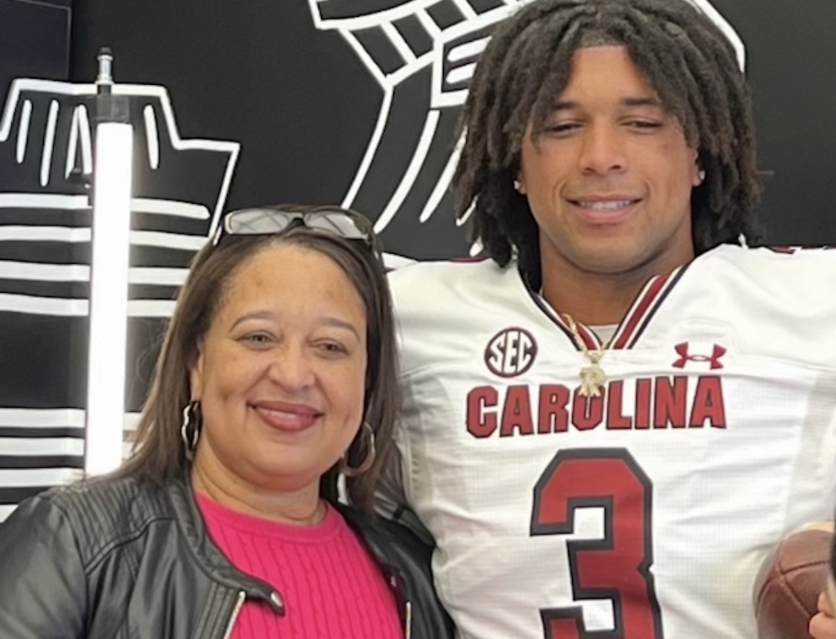 South Carolina QB Robby Ashford with his mom, Meloney, on his official visit to South Carolina.