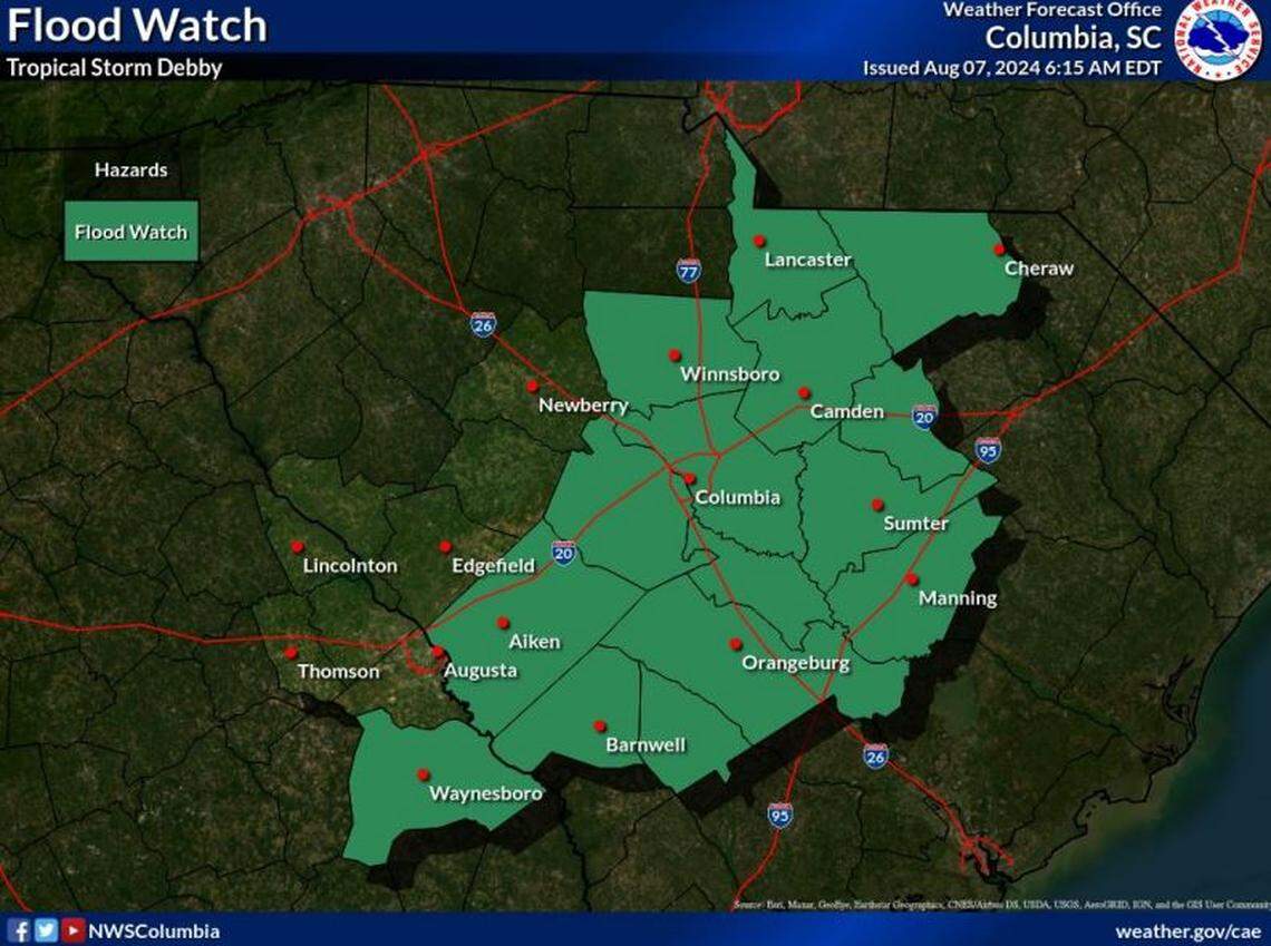 Tropical Storm Debby is forecast to further impact the Midlands.
