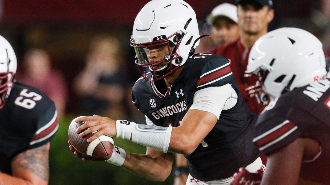 South Carolina Gamecocks quarterback Braden Davis (11) scrimmages in the Garnet & Black game at Williams Brice Stadium on Saturday, April 15, 2023.